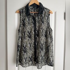 Walter Baker Black and Gray Patterned Blouse